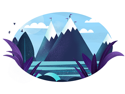 Achieve our goals goals illustration ipad pro landscape mountains nature procreate app texture top