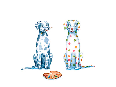 Watercolor Dalmatian animal color cute dog dogs draw drawing fun funny happy illustration pet pets puppy watercolor watercolor art