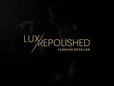 LuxRepolished Logo black branding clothes clothing design elegant fashion flat gold illustrator logo logodesign minimal minimalistic simple store vector white