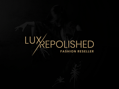 LuxRepolished Logo black branding clothes clothing design elegant fashion flat gold illustrator logo logodesign minimal minimalistic simple store vector white