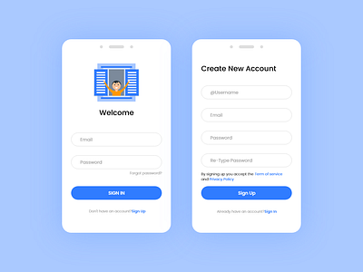 Sign Up & Log In Page android app app design icon illustration logo typography ui ux vector