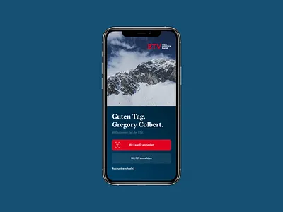 Banking App Login app banking face id login mountains product design register snow ui ux