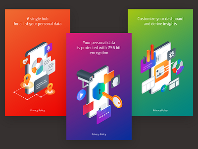 Onboarding illustrations application gradient illustrations isometric isometry mobile design onboard onboarding screens ui ux vector