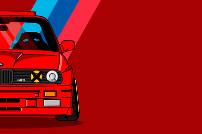 BMW e30 adobe bimmer bmw car design flat illustration minimal stance vector
