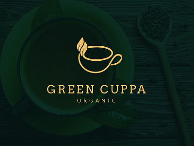 Green Tea bio breakfast buy cup designer elegant green healthy leaf leafs line logo logo design logo designer logos minimal organic premium sale tea