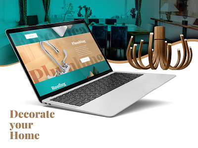 Home Decor Websites Mock 2020 brown creative decor demo electrical green home homepage illustration interior design light plumbing roofing simple ui vector website white