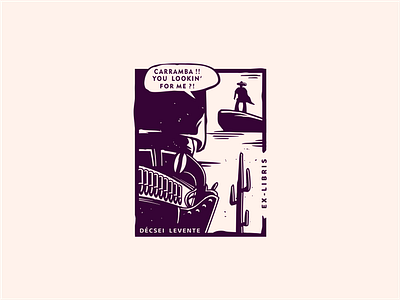 Ex Libris Design cactus comic book cowboy desert ex libris gun mexican