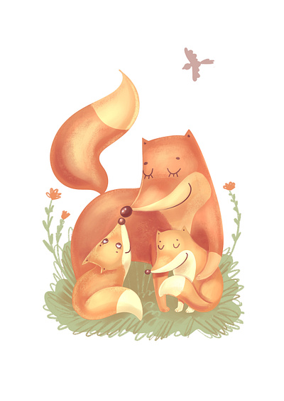 fox family childrenbookillustration kidillustration