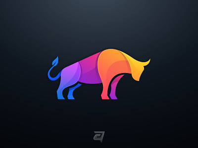 Bull Colorful animal brand branding bull colorful debut design gradient icon illustration internet logo modern origami technology vector