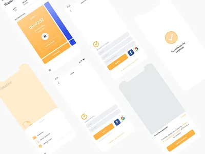 summary app part2, count working time app app design clock clockwork counter dashboad login menu scheme terms of service timer ui ux