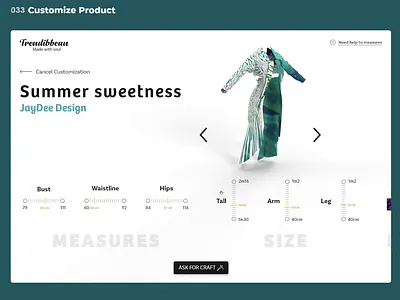 Daily UI Challenge 033 ⸺ Customize Product adobe dimension customize product daily 100 challenge daily ui daily ui 033 ecommerce madewithadobexd minimal product uidesign webdesign women