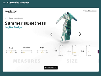 Daily UI Challenge 033 ⸺ Customize Product adobe dimension customize product daily 100 challenge daily ui daily ui 033 ecommerce madewithadobexd minimal product uidesign webdesign women