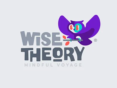 Wise Theory bird blog branding colorful design happy illustration logo logotype mark mindful night owl theory wise