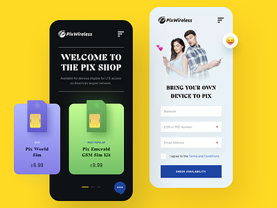 Pix Wireless Shop android app cards cell phone communication dark halo halo lab ios marketing mobile mobile first network plans pricing wireless wireless provides
