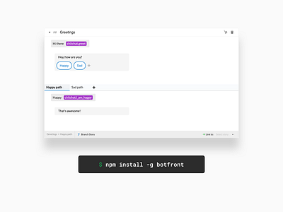 Botfront Conversation Builder ai artificial intelligence bot botfront chat chatbot conversation conversation builder conversational desktop entity intent linking markdown nlu open source open source rasa utterance web app