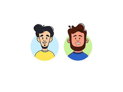 Avatars beard blue color green guys illustration men reflection smile yellow