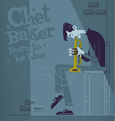 chet baker amora cartoon design flat illustration tiago