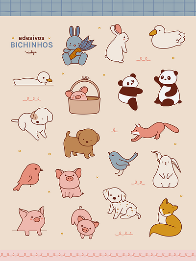 Bichinhos illustration stickers vector