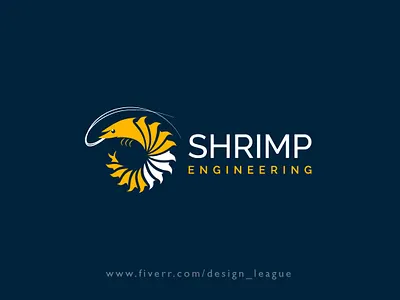 Shrimp creative logo design blue branding clean conceptual design creative design design dribble engineering fiverr fresh design icon logo logopond minimalist minimalist logo shrimp trendy upwork yellow logo