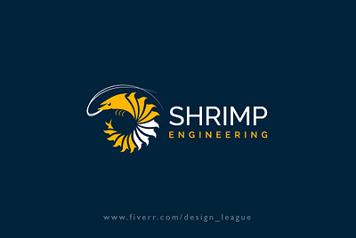 Shrimp creative logo design blue branding clean conceptual design creative design design dribble engineering fiverr fresh design icon logo logopond minimalist minimalist logo shrimp trendy upwork yellow logo