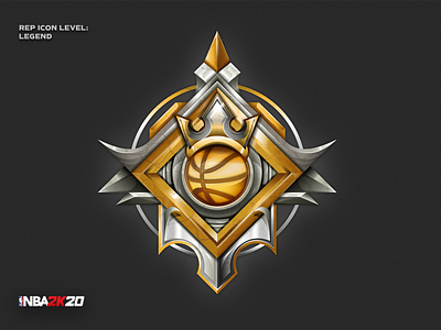 NBA 2K20 - Legend rep icon basketball crown design detail icon illustration legend logo nba nba2k20 pictogram signet sport ui vector