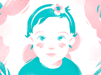 adorable baby girl adobe illustrator art artwork baby cute design face flower girl green illustration pink portrait vector vector art vector illustration