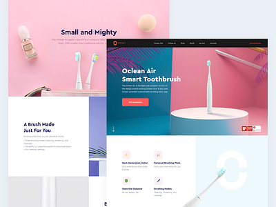 Smart Toothbrush // Landing Page clean color design flat landing landing page minimal product design ui ui design uidesign uiux ux vector web web design webdesign website