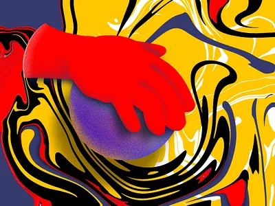 Everything in your hand art colorful hand red yellow