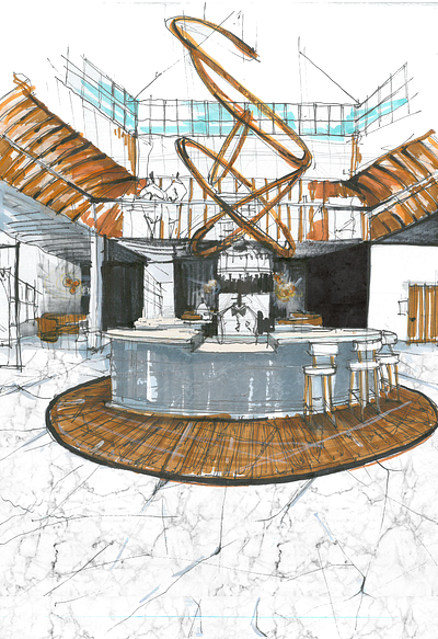 bar design drawing handdrawing interior interior architecture