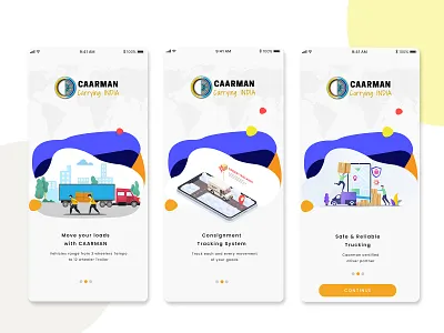 Caarman - online truck booking system app booking app design designs layoutdesign minimal mobile app mobile app design mobile design mobile ui screen tracking app truck booking ui uidesign uidesigns uiux ux uxdesigns walkthrough