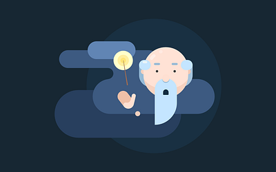 Flat Mage Person character cloud flat flatdesign fright illustration mage magic old vector