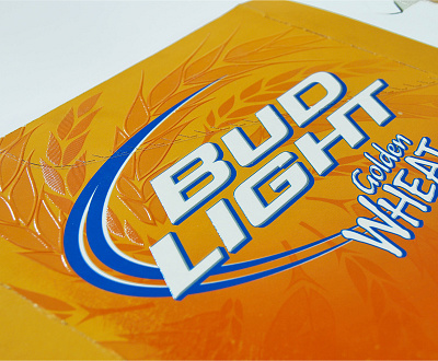 Bud Light Golden Wheat beverage packaging brand engagement branding graphic design illustration logo package design print design tactile design vector