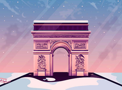 Arc de Triomphe de Noël arc de triomphe architecture artwork christmas christmas party creation digitalart drawing flat design france french graphicdesign graphicdesigner illustration illustrator monument noel paris party snow