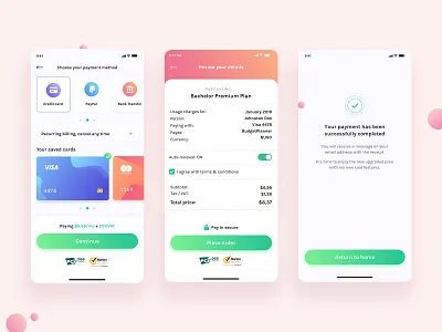 Choose Your Payment Method app bank branding button card colors design flat gradient icon ios logo paypal rounded toggle ui ux vector web