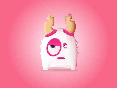 Sad Monster - Day 3 100days 3d animal concept creature cute daily challange giant minimal monster monsters inc pink sad face simple white