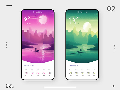 Weather App-Guilin ai app china design guilin icon illustration ps ui ux weather weather app