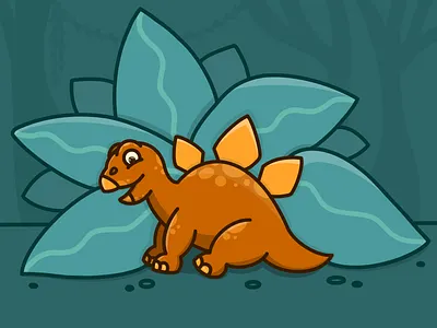 Steggy baby creature cute design dino dinosaur illustration jungle leaves plant plants prehistoric procreate procreate art stegosaurus tree vines
