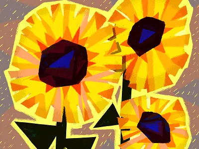 Sunflowers beauty colors design drawing flowers graphic illustration painting shapes