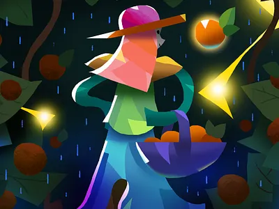 Oranges character colors design drawing graphic icons illustration painting shapes