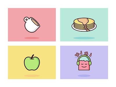 Illustration Collection apple breakfast coffee coffee cup coffeecup happy headset healthy music pancake pancakes syrop vector vibes