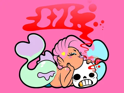 Satiated Siren adobe illustrator character design characters cute cute art cute fun funny design digital art digital painting illustration