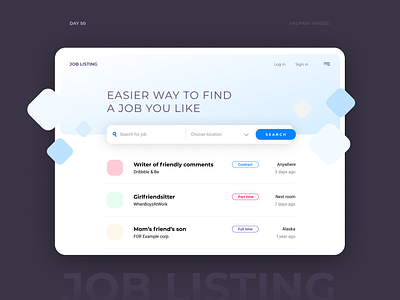 Daily UI Challenge Day #50 challenge dailyui day 50 figma job listing ui ux web design