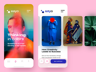 eayo - blogging platform concept blog blue colorful colors icons ios iphone menu menu icon pink rounded corners tap bar ui uidesign uiux ux uxdesign uxui vivid wide font