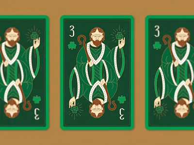 St. Patrick - Playing Card card celtic christian church cross design gold icon illustration logo patrick patricks day playing card saint type typography vector