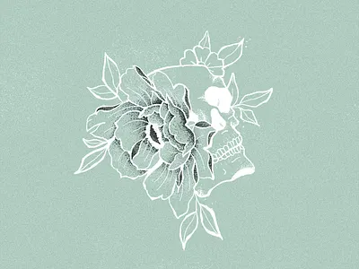 Skull & flowers drawing illustration illustration art peony pointillism skull skull art