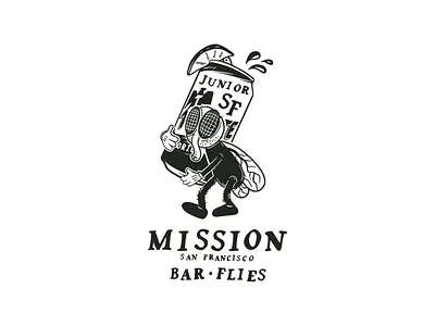 Barfly barfly beer cartoon cocktail fly hand drawn illustraion illustration logo vector