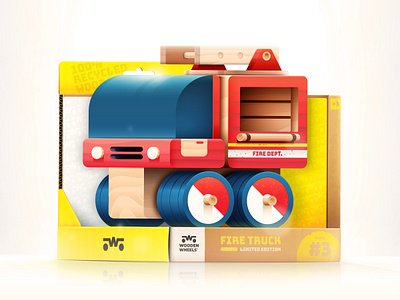 Toys - Fire Truck branding car character cute design dribbbleweeklywarmup eco firetruck icon illustration kids logo packaging recycled simple toy travel truck typography wood