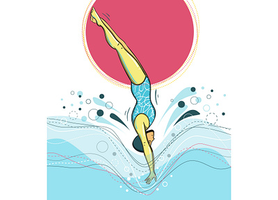 Diving into .. adobe brand branding design dive files flat flat illustration geometic illustration illustrator minimalistic people swimming swimsuit ui uiux vector women