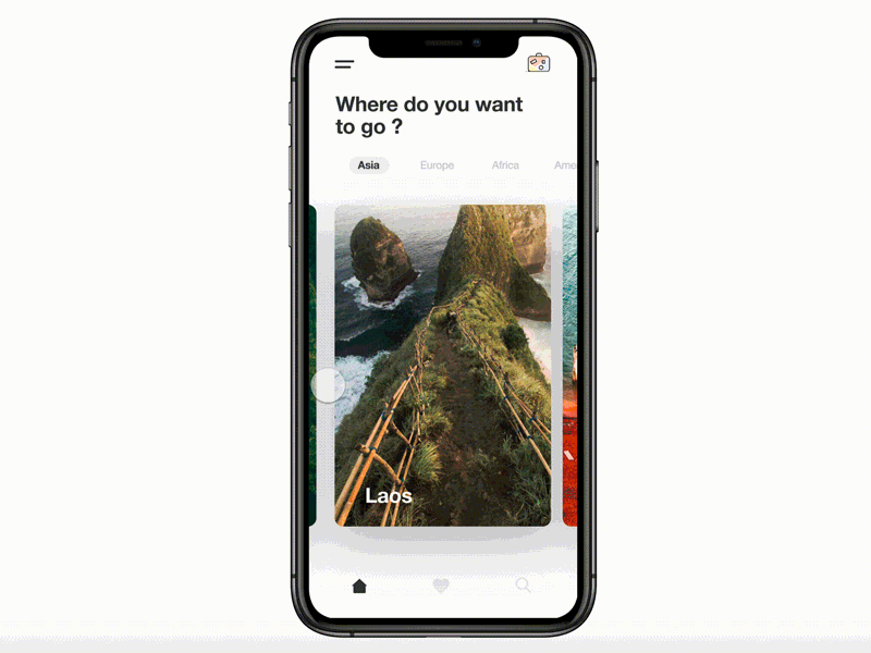 Swipe and parallax effet - Travel app animation app asia gif interaction laos mobile motion parallax smartphone swipe travel trip ui vietnam