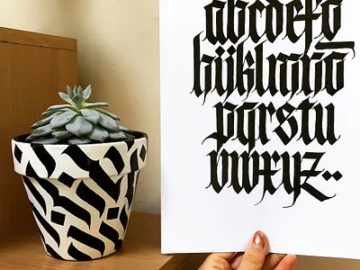 Fraktur Alphabet with Plant Pot alphabet alphabets blackletter calligraphy calligraphy and lettering artist craft fraktur gothic graphic design plant pot